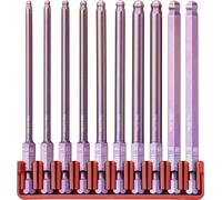 PB Swiss Tools BitBlock with 10 Long Ball Head Hexagon Socket Bits [10 x 95 mm] PB E6L.715 | 100% Swiss Made | Handy Bit Set for Standard Applications in Industry and Crafts