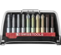 PB Swiss Tools BitCase with 10 Long Cross Slot Pozidriv Torx Bits | PB E6.702 BC | 100% Swiss Made | Bit Set with Strap Clip for Standard Applications in Industry and Crafts