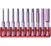 PB Swiss Tools Hex Bit Block PB E6.713 CN | 100% Swiss Made | 10-Piece Bit Set with 10 Long E6 1/4" PrecisionBits, Sized 1.5-8 mm