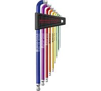 PB Swiss Tools Hexagonal socket set 90-100 degrees PB 2222 LH RB | 100% Swiss made | 9-piece angle screwdriver set 1.5/2/2.5/3/4/5/6/8/10 mm extra short pin part for tight screws