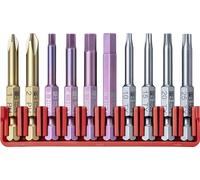 PB Swiss Tools Phillips Hex Torx Bit Block PB E6.700 CN | 100% Swiss Made | 10-Piece Bit Set with Long E6 1/4" Color Coded PrecisionBits