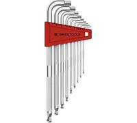 PB Swiss Tools Safety Allen Key Set PB 3212.LH-10 | 100% Swiss Made | 9-Piece Long Hexagon Socket Set 1.5-10 mm with Knurled Shaft for a Secure Hold in Wet Oily Environments