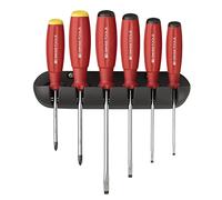 PB SWISS TOOLS Screwdriver Set - Red Flat Head Screwdriver - 6 Piece Set - Includes Phillips (#1,#2) & Flat (#1-4) - Soft Grip, Ergonomic - 11cm x 10cm x 5cm - 0.09 lbs