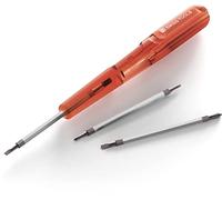 PB Swiss Tools Small Screwdriver Pocket Tool PB 169.V01 CN | 100% Swiss Made | with Slim Handle and 3 Reversible Blades for Flat and Phillips Screws