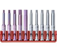 PB Swiss Tools Torx Hex Bit Block PB E6.704 CN | 100% Swiss Made | 10-Piece Bit Set with Long E6 1/4" PrecisionBits, Sized Torx T10-T30, Hex 2.5-6 mm