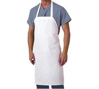 PB TECH Aprons Adjustable Bib Apron with 2 Pockets Unisex Cooking Aprons Waterdrop Resistant Chef Aprons for Men, Women With Long Ties for Home Kitchen, Restaurant, Coffee House (White)