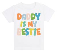 PB TECH Daddy is My Bestie T-Shirt for Kids - Cute Colorful Letter Print Tee for Dad - Unisex Toddler Shirt for Boys and Girls (UK, Age, 3 Years, 4 Years, Regular, White)