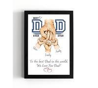 PB TECH Daddy's Team Fist Bump - Gift for Fathers Day With A Special Message, Presents For Dad, Daddy, Grandad, Birthday, Christmas, Fathers Day Gift - A5, A4, A3 Prints Framed & Unframed