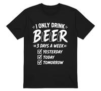 PB TECH Funny Beer T-Shirt for Men & Women - I Only Drink Beer 3 Days a Week Novelty Graphic Tee - Humorous Drinking Shirt for Pub, Party, Birthday, Father's Day & Casual Wear Black
