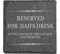 PB TECH Funny Coaster for Dad - Reserved for Dad's Drink, If You Can Read This Get Him Another One - Present for Dad from Son or Daughter, 10cm x 10cm Drinks Mat Birthday, (Square)