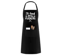 PB TECH Funny Cooking Apron for Adults ‘I’ll Feed All You F*ers’ Perfect Novelty Gift for BBQ, Kitchen, or Camping - Great Gag Gift