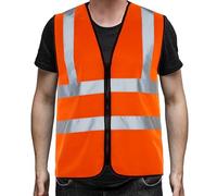 PB TECH Hi Viz Zipper Vest Front High Visibility Reflective Vest Hi Vis Executive Waistcoast Lightweight and Comfortable safety vests (UK, Alpha, S, Regular, Regular, Orange)