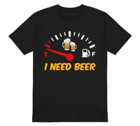 PB TECH I Need Beer Funny Beer Gauge T-Shirt for Men & Women | Novelty Drinking Graphic Tee | Beer Lover Gift | Birthday, Pub, BBQ, Father's Day Casual Cotton Style Black