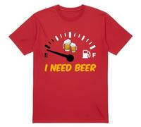 PB TECH I Need Beer Funny Beer Gauge T-Shirt for Men & Women | Novelty Drinking Graphic Tee | Beer Lover Gift | Birthday, Pub, BBQ, Father's Day Casual Cotton Style Red