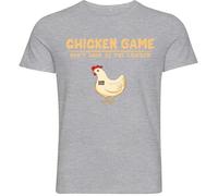 PB TECH Novelty Chicken Game T-Shirt - Don’t Look at The Chicken - Funny Gamer Humour Tee - Game Over Joke Shirt - Great Gift for Him or Her (UK, Alpha, L, Regular, Regular, Grey)