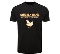 PB TECH Novelty Chicken Game T-Shirt - Don’t Look at The Chicken - Funny Gamer Humour Tee - Game Over Joke Shirt - Great Gift for Him or Her (UK, Alpha, XL, Regular, Regular, Black)