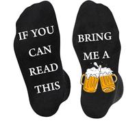 PB TECH Novelty Funny Socks for Men - Bring Me a Beer, If You Read this - Thanksgiving Christmas Birthday Gifts Ideas for Dad Grandad Gamer Football Beer Lovers Cotton Calf Mens Socks Size 9-11 Black