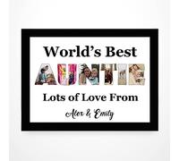 PB TECH Personalise Prints & Framed With Auntie Pictures Inside The Letters With A Special Message Presents For Auntie Birthday, Christmas Unique gift