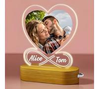 PB TECH Personalised Acrylic Plaque Night Light Gift for Him Her on Valentine's Day, Custom Photo Frame Birthday Gifts for Boyfriend Girlfriend, Anniversary Memorial Gift for Wife Sister Best Friend