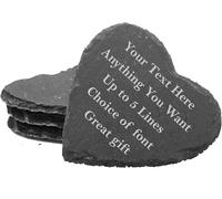 PB TECH Personalised Engraved Slate Coaster/Placemat- Any Text/Message Engraving - Heart,Hexagonal,Round or Square - Custom Gift for Birthday, Anniversary, New Year or Christmas -100mm (Heart)