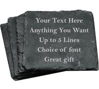 PB TECH Personalised Engraved Slate Coaster/Placemat- Any Text/Message Engraving - Heart,Hexagonal,Round or Square - Custom Gift for Birthday, Anniversary, New Year or Christmas -100mm (Square)