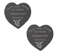 PB TECH Personalised Engraved Slate Coaster/Placemat - Customisable With Any Text - Optional Image - Gift for Men Women for Birthday Father's Day Valentine's Day Wedding Christmas (Heart, Set of 2)