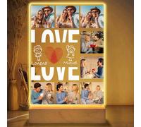 PB TECH Personalised Frame - Custom Printed Picture Frame with LED Light | Add Your Photos and Names | Unique Gift for Couples, Family, Anniversary & Home Decoration (Design 03)