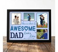 PB TECH Personalised Gift for Dad Photo Frame Collage - Custom Photo Frame - “This Is What an Awesome Dad Looks Like” Keepsake - Father’s Day Gift Christmas Birthday Present for Daddy Grandpa