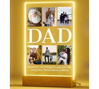 PB TECH Personalised Gifts for Dad from Daughter Son, Dad Fathers Day Birthday Gifts with Customised Photo Frame Acrylic Plaque Night Light Father's Day Photo Gift Dad Gifts (Rectangle)