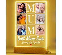 PB TECH Personalised Gifts for Mum from Daughter Son, Customised Acrylic Plaque LED Walnut Frame with Photos Night Light, Mothers Day Valentines Birthday Mum Gifts For Mother Mummy Granny (Mom 1)