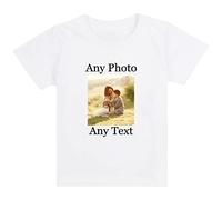 PB TECH Personalised Kids T Shirt, Create Your Own Design with Any Favorite Photo, Any Text Boys Girls Top Tee. (as8, Age, 5_Years, 6_Years, Regular, White)