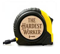 PB TECH Personalised Measuring Tape Gift - Engraved Wooden Retractable Inch Tape Measure, DIY Tool Gift for Dad, Husband, Builder, Carpenter - Father Day Gift Unique “Hardest Worker” Keepsake