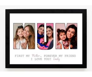 PB TECH Personalised Mothers Day Gifts for Mum from Daughter Son, Customised Gift for Mothers Day Photo Frame With MUM Pictures Inside The Letters With A Special Message A5, A4, A3 Unique gift