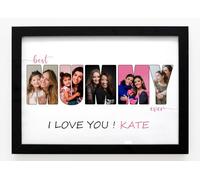 PB TECH Personalised Mother's Day Prints & Framed With Mom Pictures Inside The Letters With A Special Message Presents For Her, Birthday, Christmas, Mothers Day A5, A4, A3 Unique gift