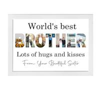 PB TECH Personalised Photo Frame A5, A4, A3 Custom Alphabet Picture Gift for Mum, Dad, Grandad, Son, Daughter, Sister, Brother, Mother’s & Father’s Day (Brother, Oak, A4 (21x30 CM) Framed Print)