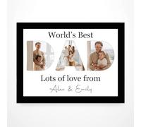 PB TECH Personalised Photo Frame A5, A4, A3 Custom Alphabet Picture Gift for Mum, Dad, Grandad, Son, Daughter, Sister, Brother, Mother’s & Father’s Day (Dad, Black, A3 (30x42 CM) Framed Print)