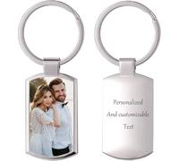 PB TECH Personalised Photo Printed Engraved Custom Text Keychain,- Customise Double Side Keyring Gift for Dad Birthday Gifts,Mum,Presents for Women,Father's Day,Mother's Day,Memorial tag Christmas