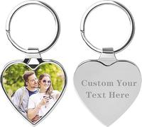 PB TECH Personalised Photo Printed Text Artwork Engraved Keepsakes Keyring - Customise Double Side Keyring Gift for Dad Mum Grand Parents Him Her Christmas Mothers Day Fathers Day Keytag (Heart)