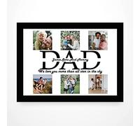 PB TECH Personalised Photo Prints Wall Art with DAD and Custom Letters with a Special Message Presents for Dad, Grandfather, Birthday, Christmas, Fathers Day A5, A4, A3 Prints & Framed