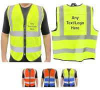 PB TECH Personalised Printed High Visibility Hi Vis Zipper Front Vest Customised Hi Viz Safety Waistcoat, Emergency Jacket with Neon Reflective Strips. (XXL, Yellow)
