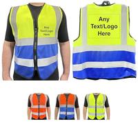 PB TECH Personalised Printed High Visibility Hi Vis Zipper Front Vest Customised Hi Viz Safety Waistcoat, Emergency Jacket with Neon Reflective Strips. (XXL, Yellow & Navy)