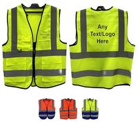 PB TECH Personalised Printed Reflective Hi-Viz Vest, High Visibility hi viz Reflective Vest, Custom Logo Class 2 hi vis Zipper With Phone ANd ID Pockets (Yellow, XXL)