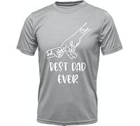 PB TECH Personalised T-Shirt - Father's Day, Birthday Gift, Customized with Your and Kids Name for Dad, Son and Daughter Best Celebration Gift. (UK, Alpha, S, Regular, Regular, Grey)