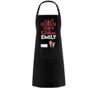 PB TECH Personalised Unisex Apron Queen of Kitchen Text Design, Customize With any Name and Text, BBQ Grill Apron with Pockets, Best Apronn Design for Mom, Mother and Gift For Wife.