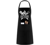 PB TECH Personalised Unisex Kitchen Apron, Customized With any Name or Text, BBQ Grill Apron with Pockets, Best Apron Design and Gift For Anyone & Family Members.