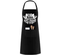 PB TECH Personalised Unisex Kitchen Apron, Customized With any Name or Text, BBQ Grill Apron with Pockets, Best Apron Design and Gift For Anyone & Family Members.