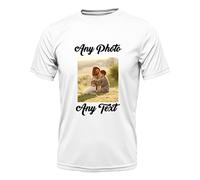 PB TECH Personalised Unisex Stag T-Shirt - Customised Image/Picture/Photo/Text - Create Your Own Custom Personalised T-Shirt (Alpha, Regular, White)