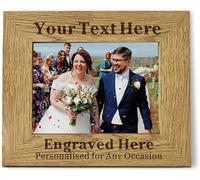 PB TECH Personalised Wooden Photo Frame Laser Engraved with Any Text, Any Date Any Name, Perfect Custom Gift for Your Loved One Christmas New Year Valentine (Landscape Frame, 7 x 5 inch)