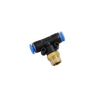 PB Tee T Type Pneumatic Fitting Quick Connector 6-12mm Hose Tube to 1/8 1/4 3/8 1/2 Thread Air Compressor Joint Coupler 10Pcs(PB8-04)