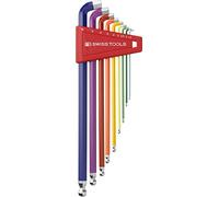 PB Tools PB 2212LH-10 RB Ball end hex wrench set long stubby tip rainbow - SWISS